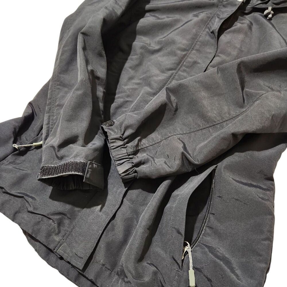 Lands Ends Windbreaker Jacket Size Medium Black Hooded Elastic Waist - Picture 9 of 16